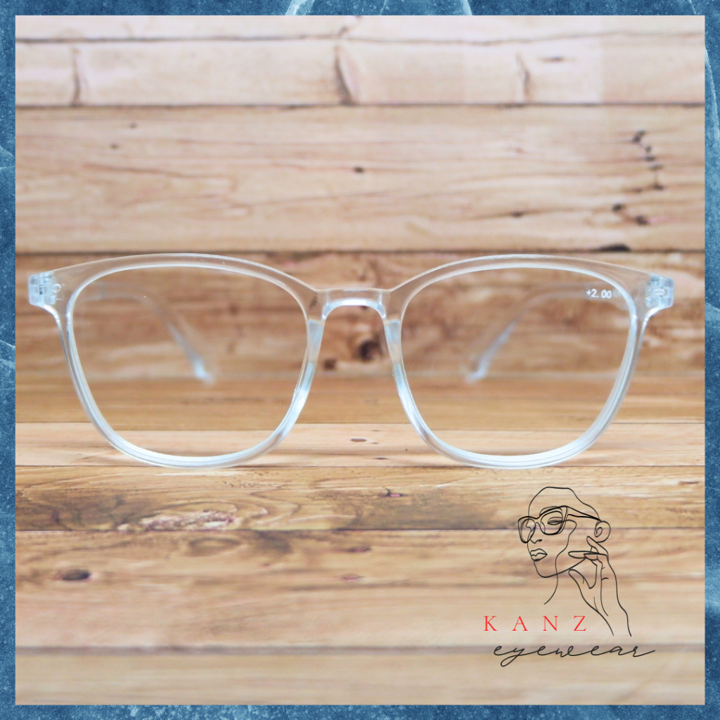 Kaca Mata Baca Bulat Wanita Pria Bening Transparan Cowok Cewek Import Luar Negeri