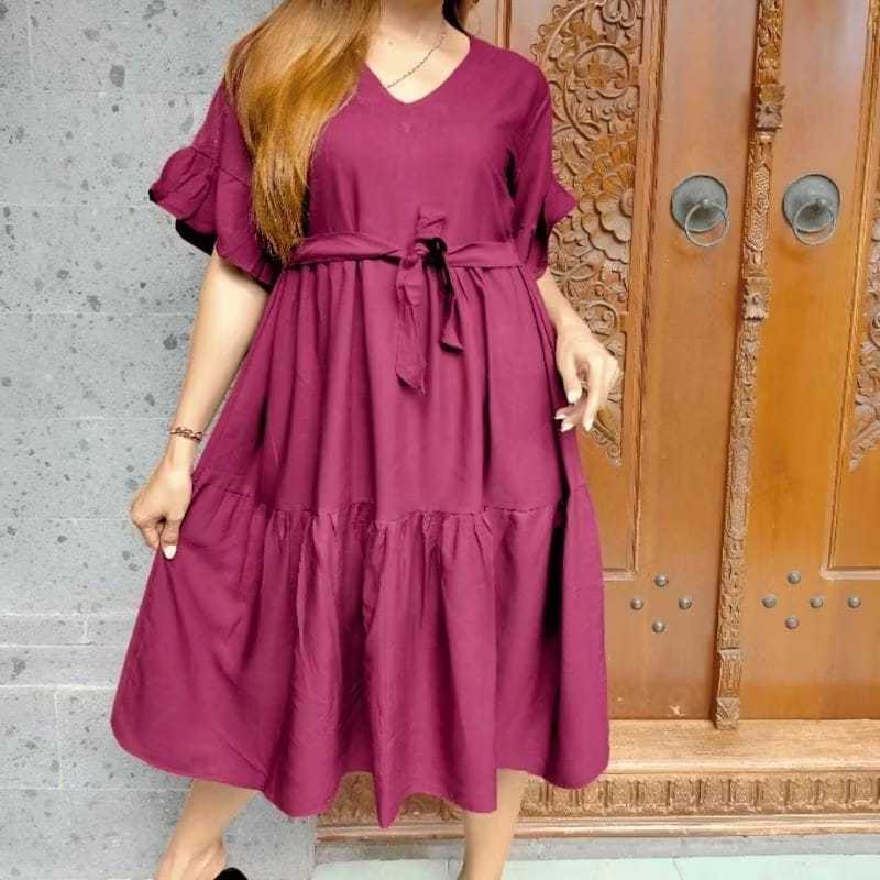 CASUAL DRESS EVA - DRESS WANITA KEKINIAN/DRESS SABRINA JUMBO TALI PINGGANG
