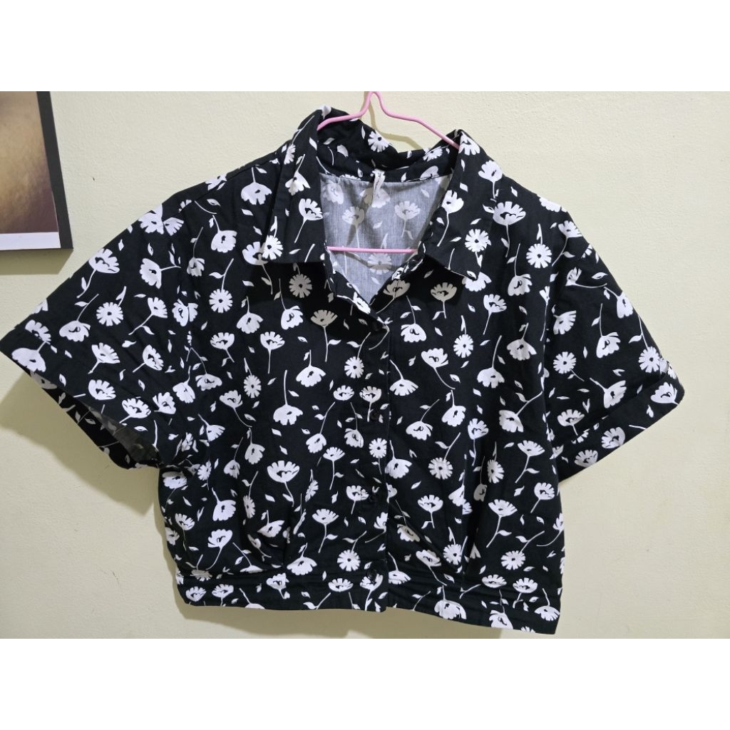 kemeja colorbox hitam bunga size xl