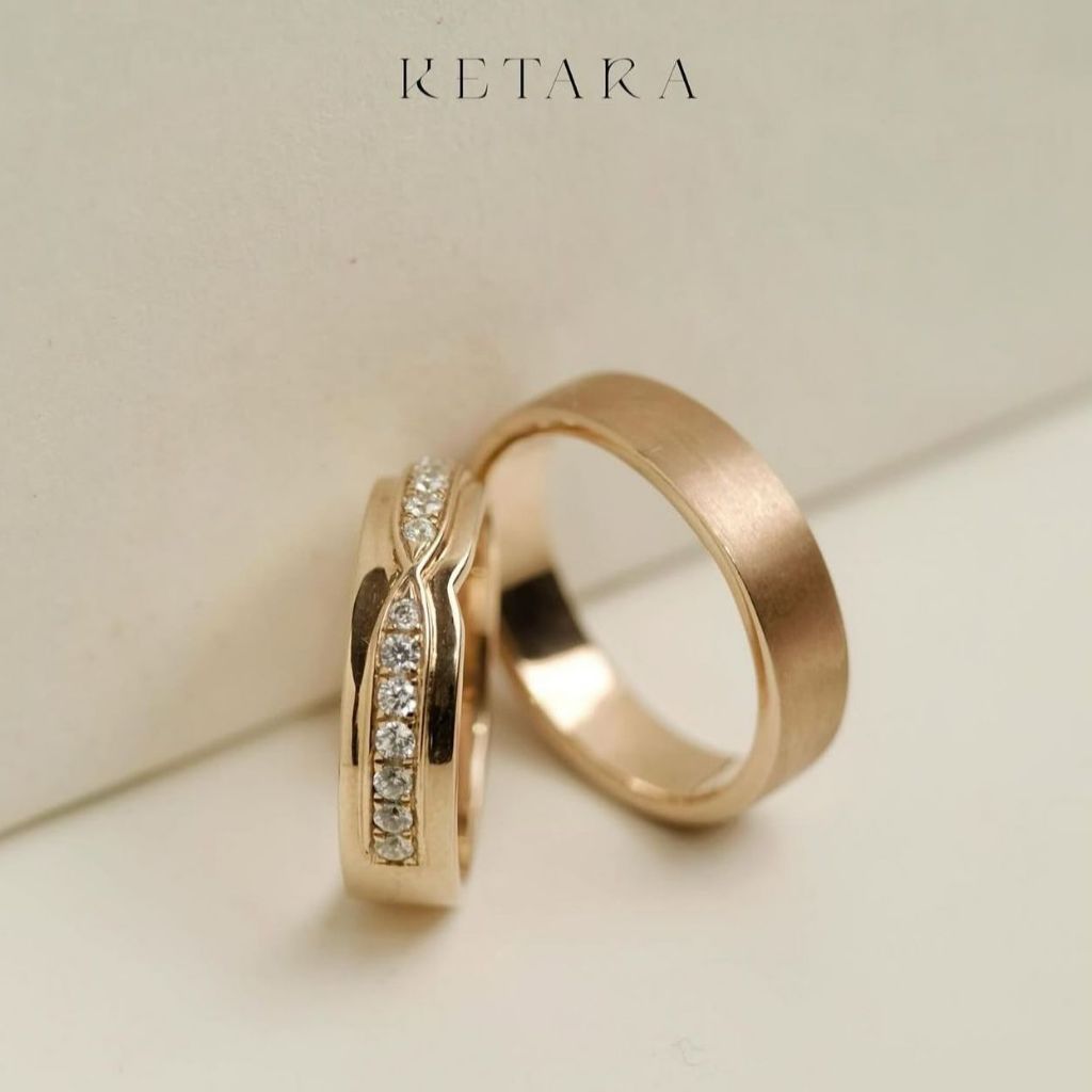 Cincin Kawin Tunangan Cincin Tunangan Cincin Couple Palladium dan Gold