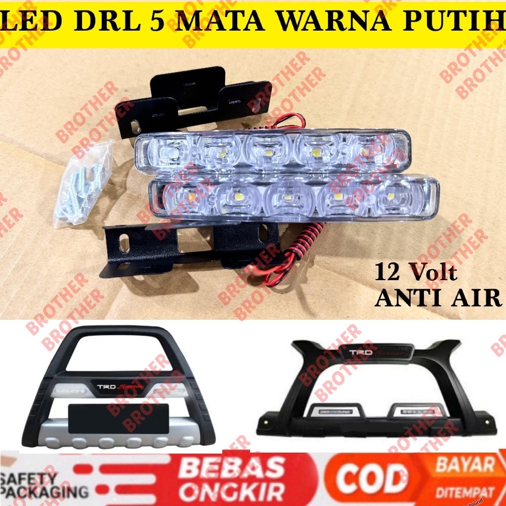 Lampu LED DRL 5 Mata Tanduk TRD Luxury A Putih 12 Volt Anti - Air