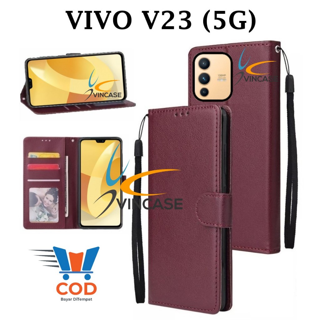 VIVO V23 (5G) FLIP LEATHER CASE PREMIUM - FLIP WALLET CASE KULIT UNTUK VIVO V23 (5G) - CASING DOMPET