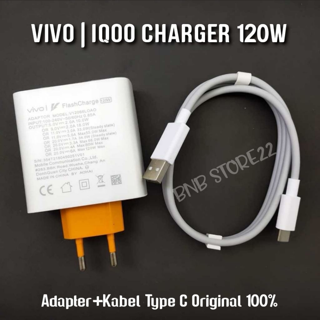 Charger 120W VIVO IQOO 11 Pro Original 100% FlashCharge Casan Carger 120 Watt Type C