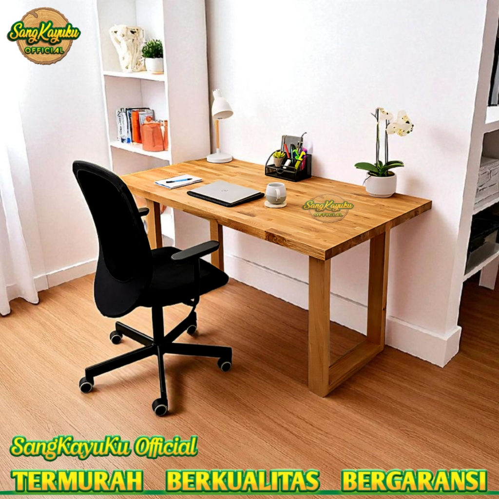 Meja Model J kayu Mahoni Meja minimalis Meja  Meja kerja wooden table | meja kayu | meja kayu minima