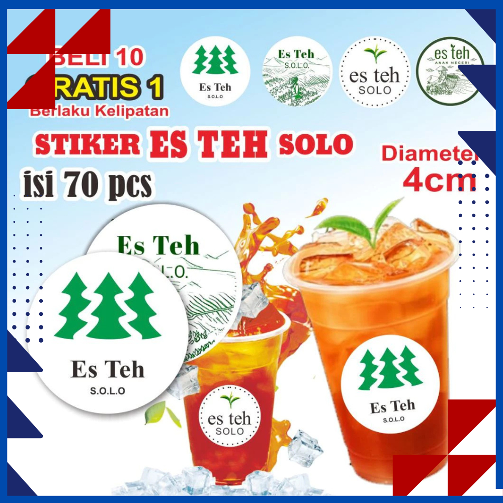 Stiker Label Minuman TEH SOLO Sticker Label Kemasan Cup Minuman bisa digunakan di botol atau gelas