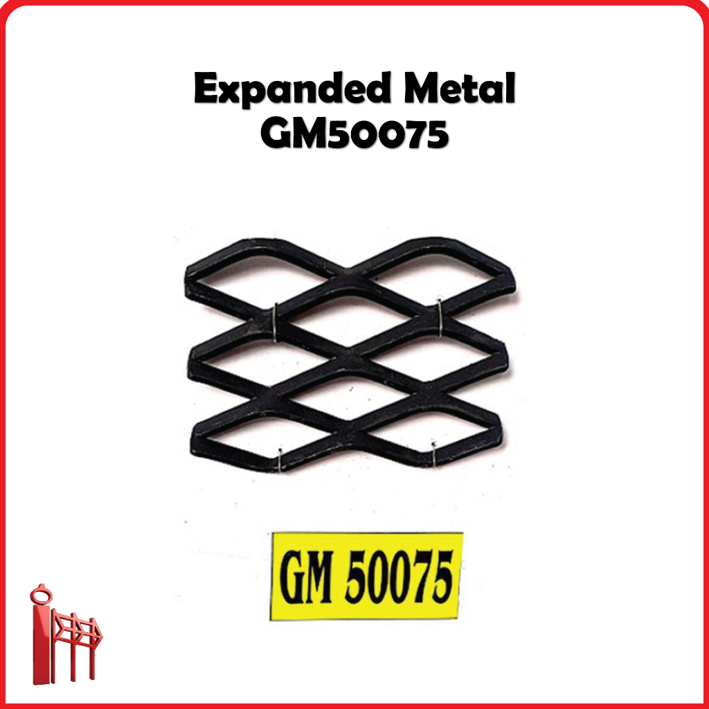 Expanded Metal Mesh GM50075 - Gridmesh Plat Tarik Ukuran 1,2m x 2,4m Tebal 5,0mm Lebar Potong 7,5mm 