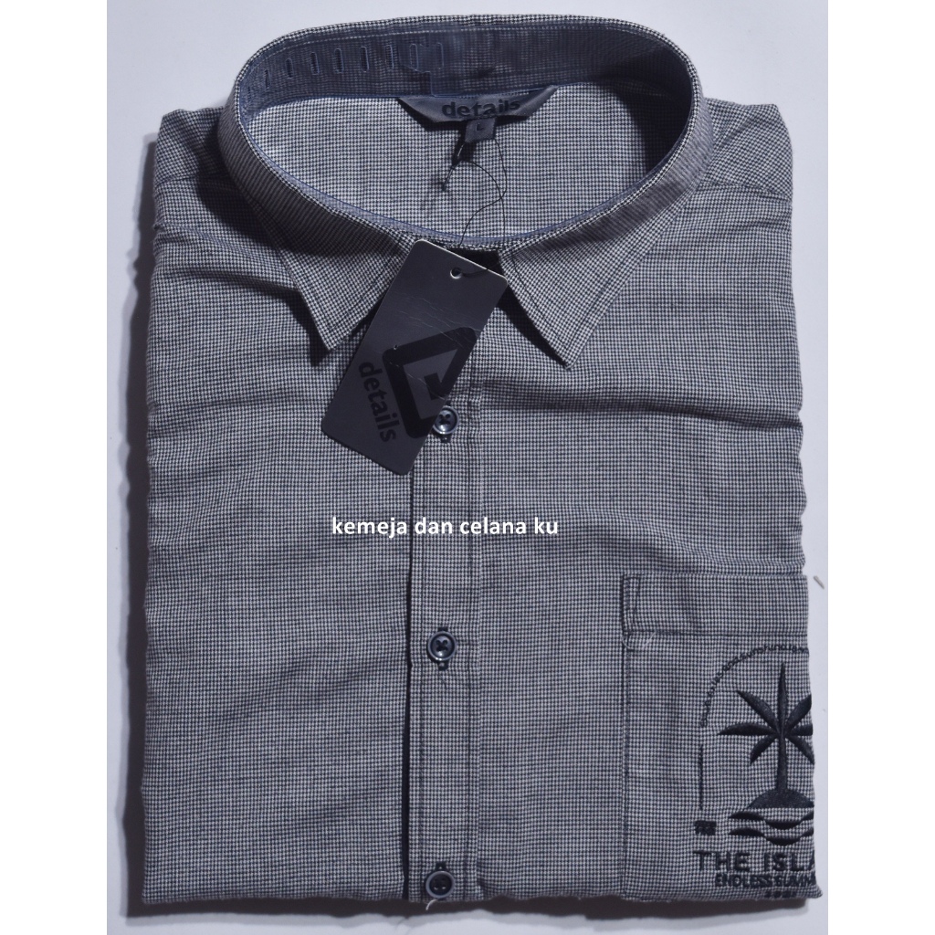 Kemeja Pria DETAILS Lengan Pendek Hitam Motif EUT 93 #Kemeja Murah