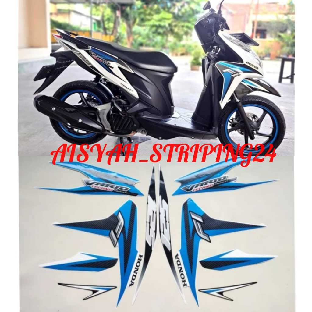 STIKER STICKER STRIPING LIS LES POLET BODY MOTOR HONDA VARIO 125 OLD 2013 PUTIH BIRU