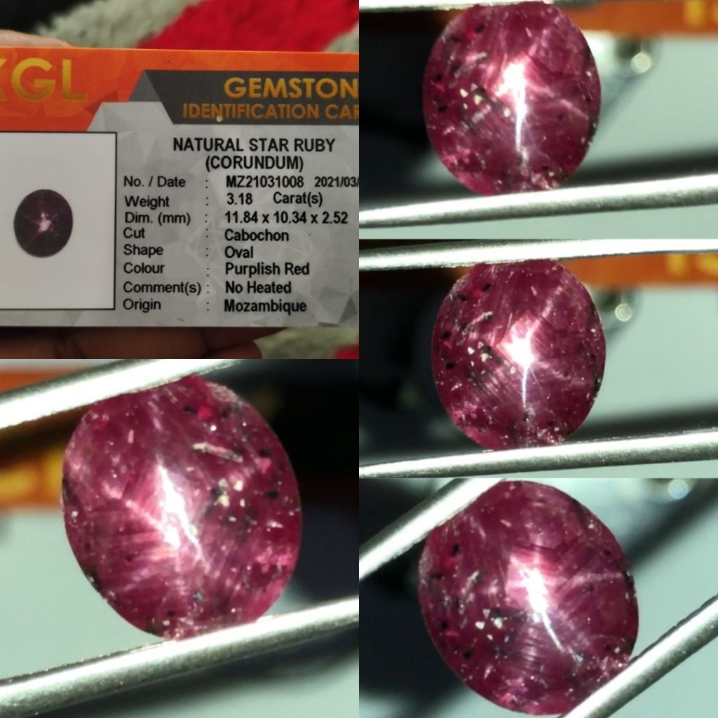 NATURAL STAR RUBY NO HEAT 3.18 CTS HQ