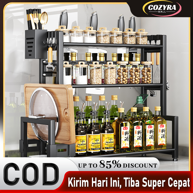 Rak Bumbu Dapur Stainless Steel Rak /Bumbu 3 Susun Dapur Serbaguna Rak Botol Bumbu/Rempah Rak/Botol 