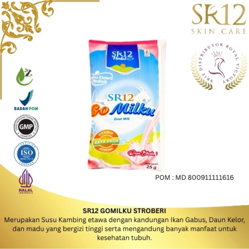 

SR12 GOMILKU STROBERI SACHET / GOMILKU SR12 / SUSU KAMBING SR12 / SUSU KESEHATAN / SUSU UNTUK ANAK / SUSU UNTUK DEWASA / SUSU NON KOLESTEROL / SUSU RENDAH GULA