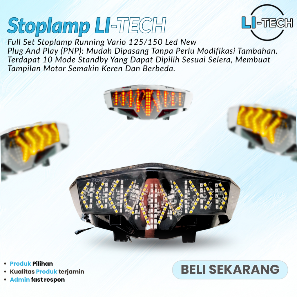 Stoplamp Running 8 Mode Lamp 1Set Stoplamp Belakang Vario 125 /150 Led New/Old Beat Deluxe Vario 160
