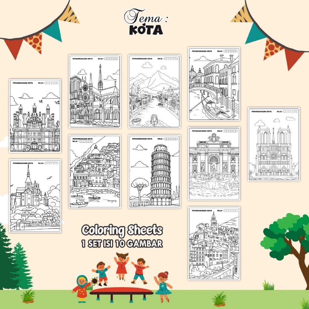 

(KOTA 01) KERTAS MEWARAI ANAK UKURAN A5 - LEMBAR MEWARNAI MURAH READY STOCK - COLORING SHEETS ANAK PAUD/TK