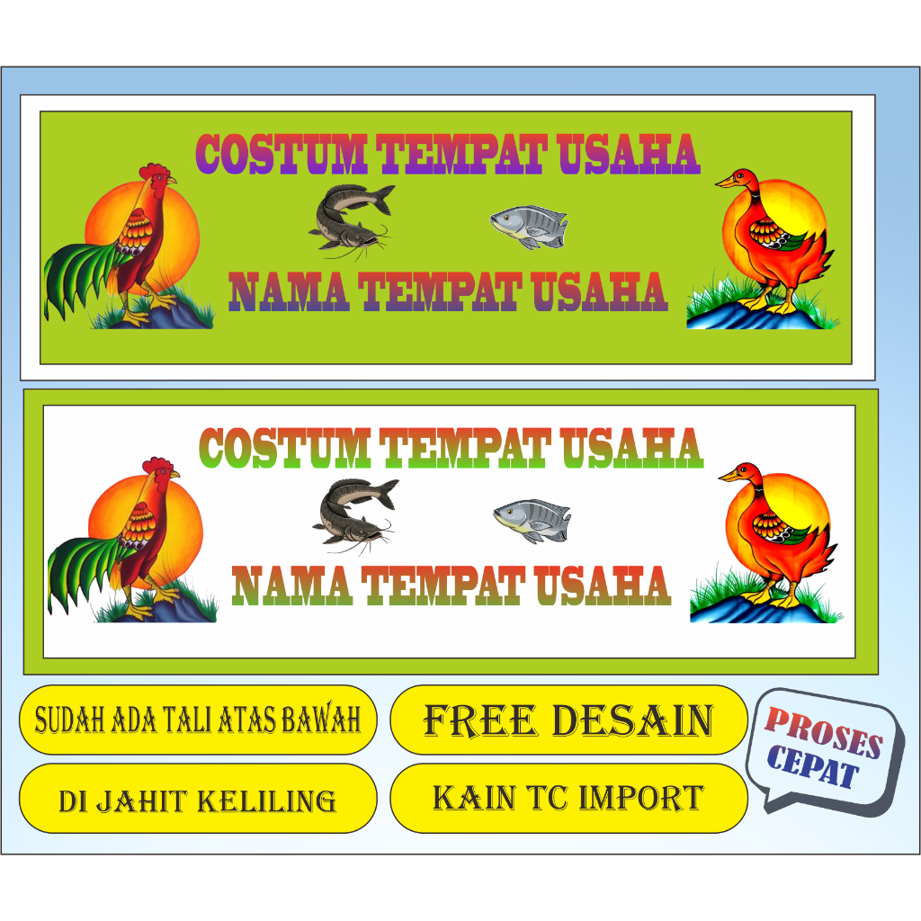 BENNER KAIN COSTUM PECEL LELE SEBLAK NASI GORENG BENER SPANDUk COSTUM TEMPAT USAHA