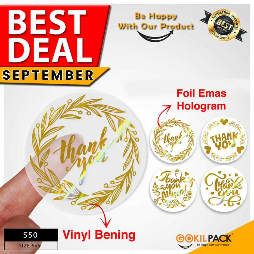 

Sticker Toples Thank You|Vinyl|Fasson|Segel|Label|Aksesoris|Packaging|S50