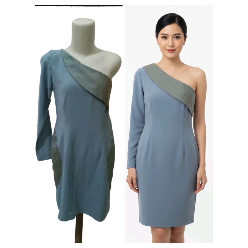 one shoulder party dress silver grey