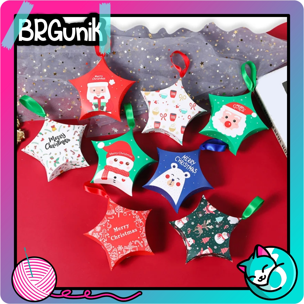 

BRGUNIK Kantong Karton Motif Natal Goodie Bag Christmas Season Bentuk Bintang R1195