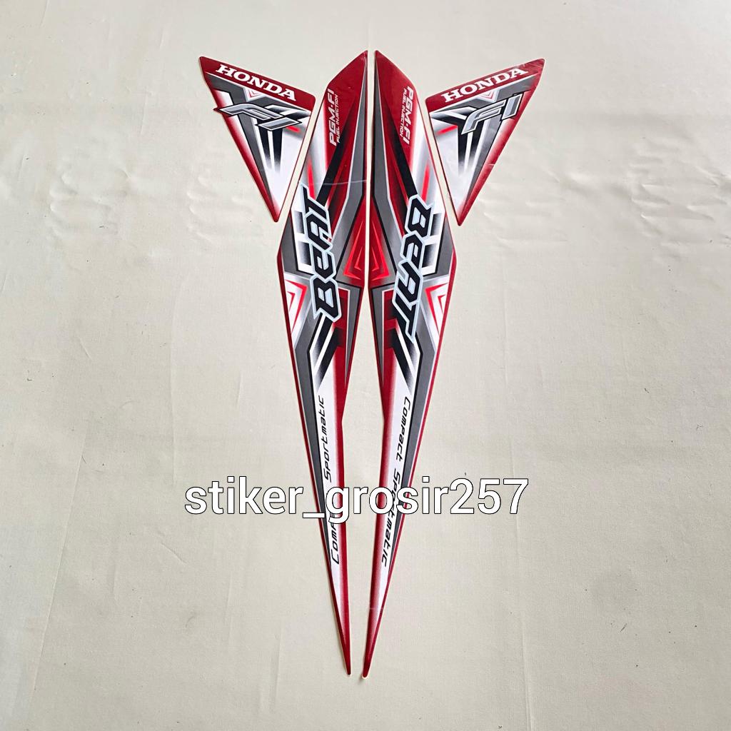 STICKER STRIPING LIS BODI MOTOR HONDA BEAT FI 2014 2015 MERAH