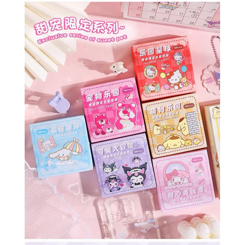 Box Stiker Sticker Lucu Karakter Sanrio 100pcs