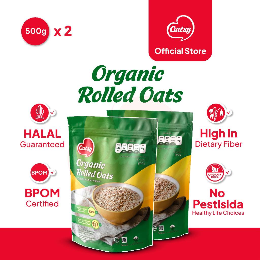 

OATSY Organic Rolled Oats 500gr (Double Pack)