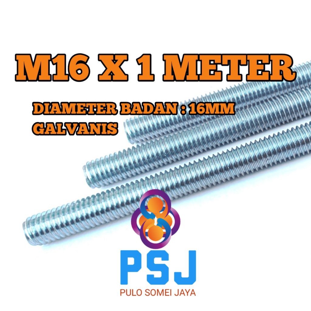 Asdrat Galvanis M16 x 1 Meter / Long Drat Galvanis Putih M16 x 1 Meter