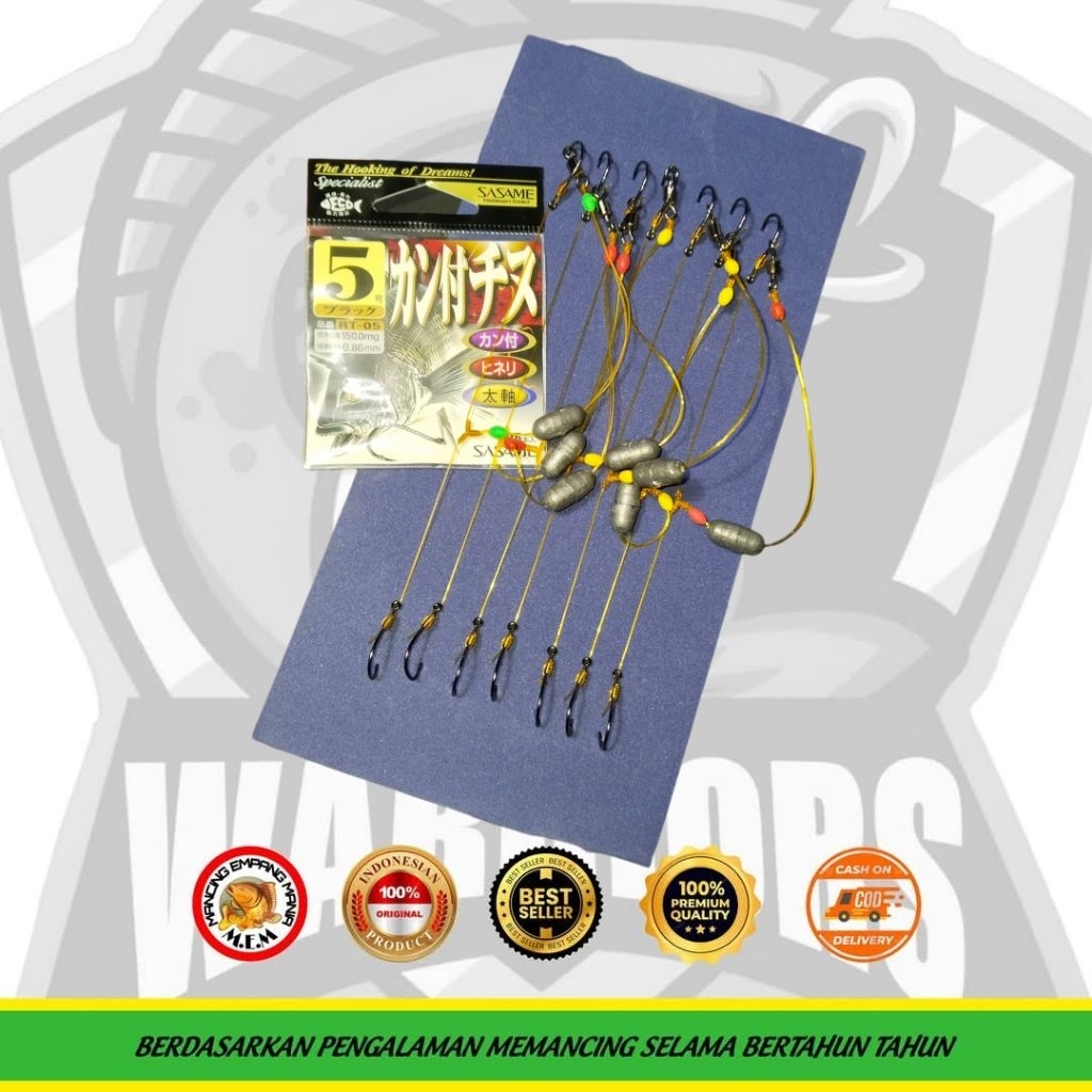 Kail Galapung Galatama Ikan Mas Rangkaian kail 2 cabang Kail Sasame size 5