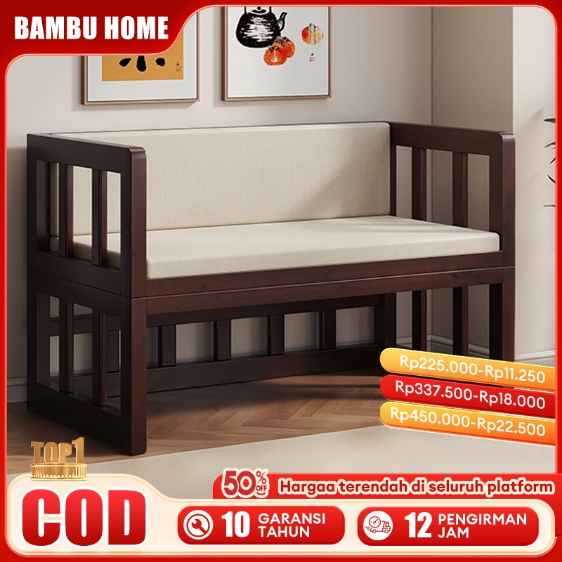 Kayu Sofa Kuat Lipat Sofa＋Tempat Tidur Bambu Dipan Cantik Kursi Malas Tempat Tidur [Garansi 5 tahun]