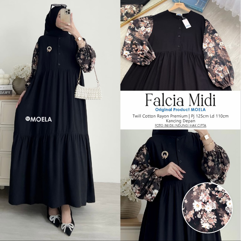 GAMIS DRESS MIDI MOELA KOMBINASI FALCIA DANMA FENRI SAHNA TRUFI FERMI FLEDA TIENA HAMNI SLOCI FILEM 