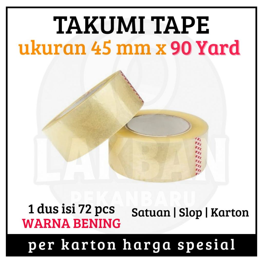 

(6 PCS) lakban bening 45mm x 90yard 1 dus isi 72 roll LAKBAN BESAR LAKBAN MURAH TEBAL DAN KUAT HARGA 1 SLOP ( 6 PCS ) LAKBAN PEKANBARU