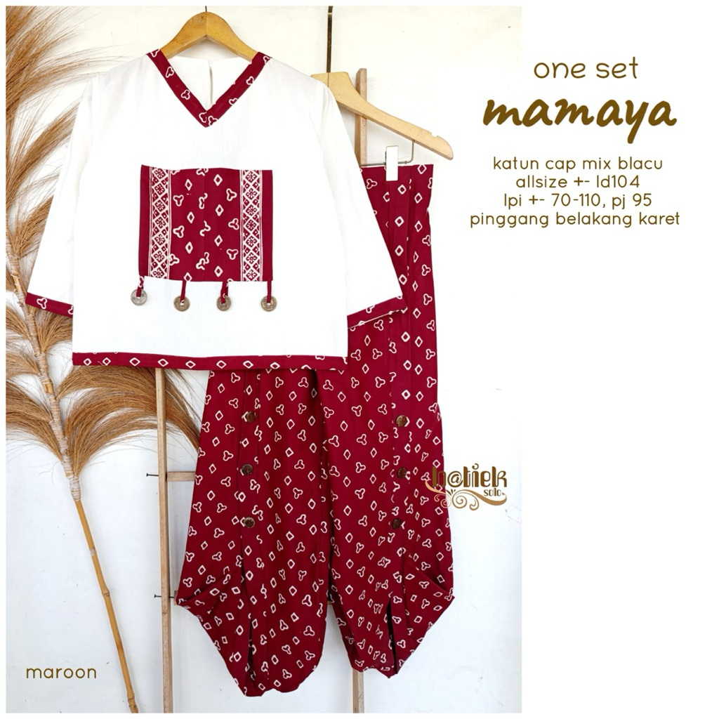 Mamaya one set Setelan batik kekinian One set Batik