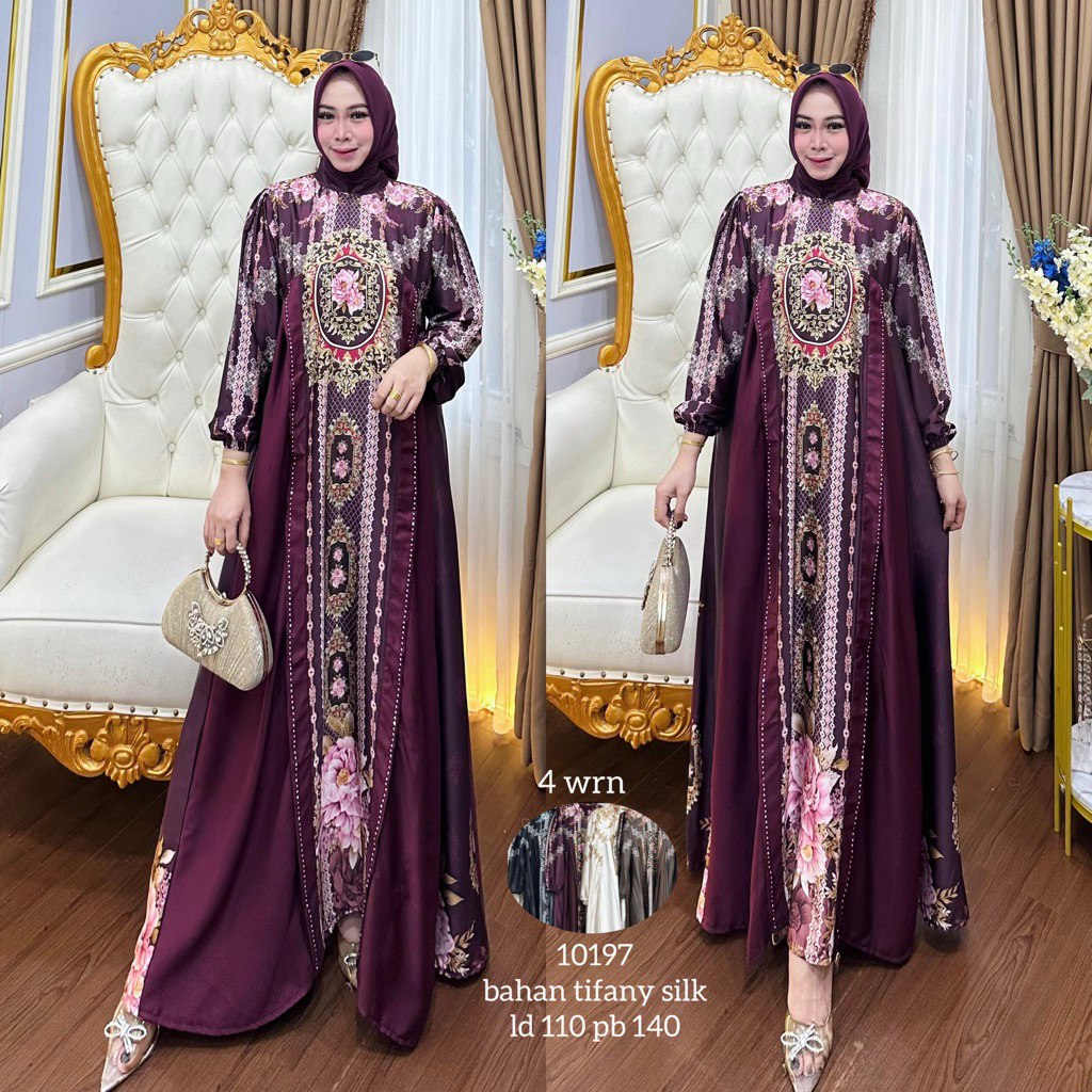 (ISI 2 PCS) 10197 Gamis - TRESNA MUSLIM Gamis Tifani Silk Motif