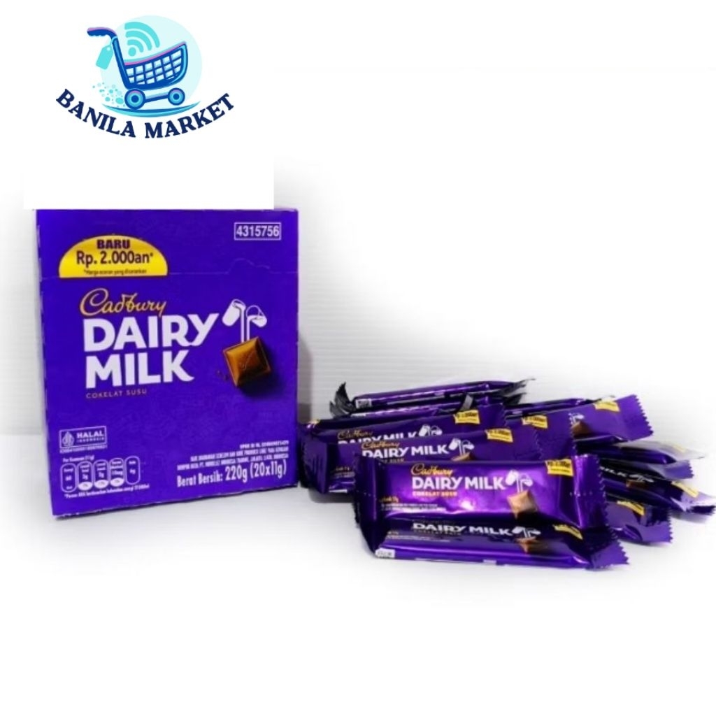 

Cadbury Dairy Milk 11gr Box isi 20pcs