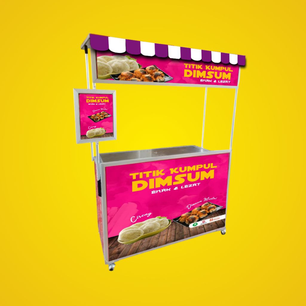 Booth Portable + Atap + Menu | Gerobak Lipat / Meja Lipat untuk usaha