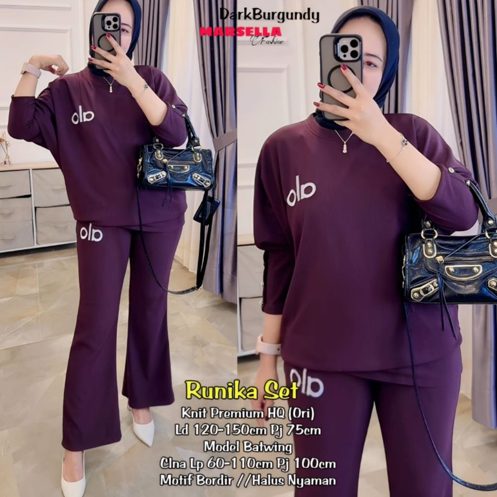 Marsella - Runika Rola Set Celana Wanita • Knit Premium Motif Bordir