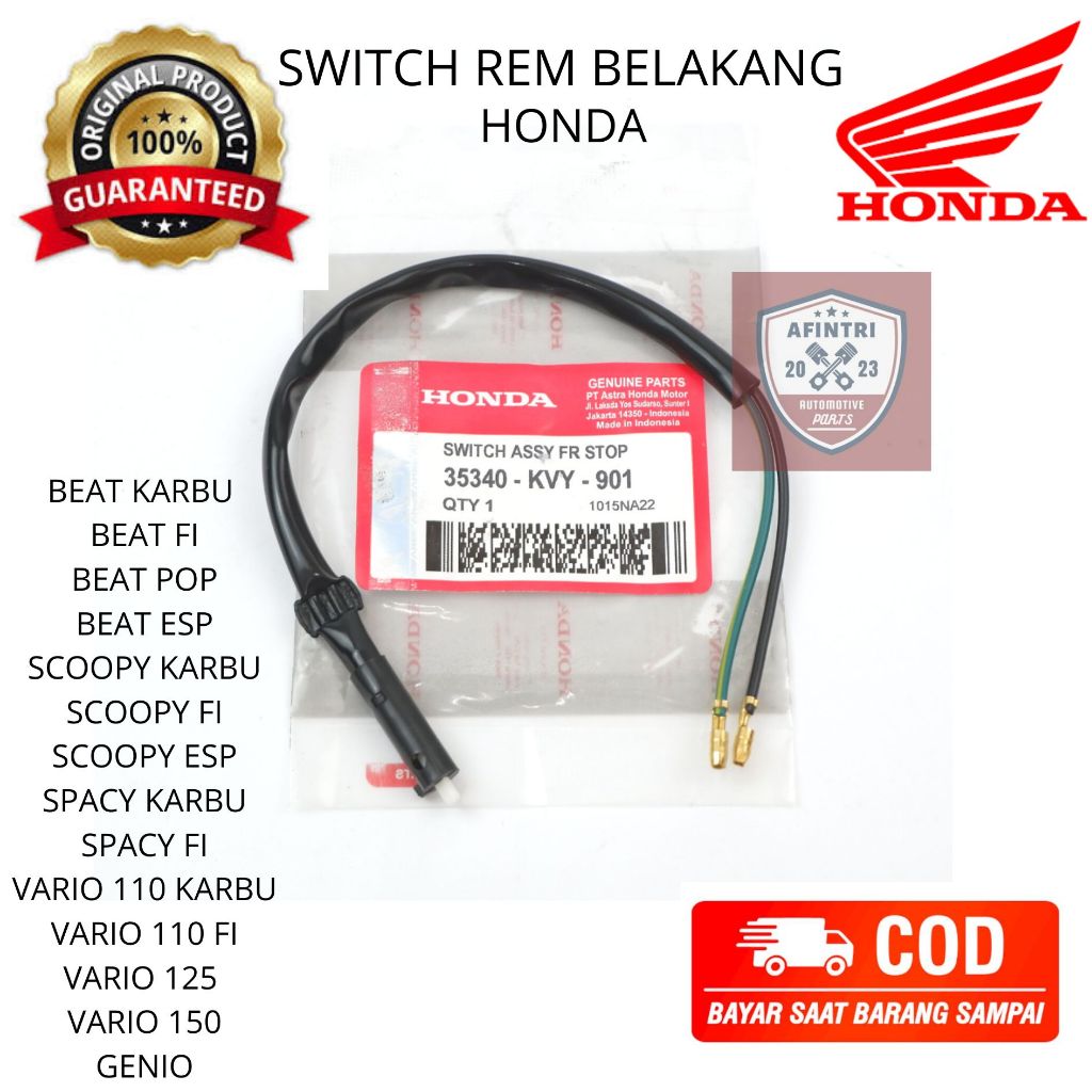 Original AHM Switch Swit Rem Kiri Belakang Honda Beat Vario 110 125 150 Scoopy Spacy Genio