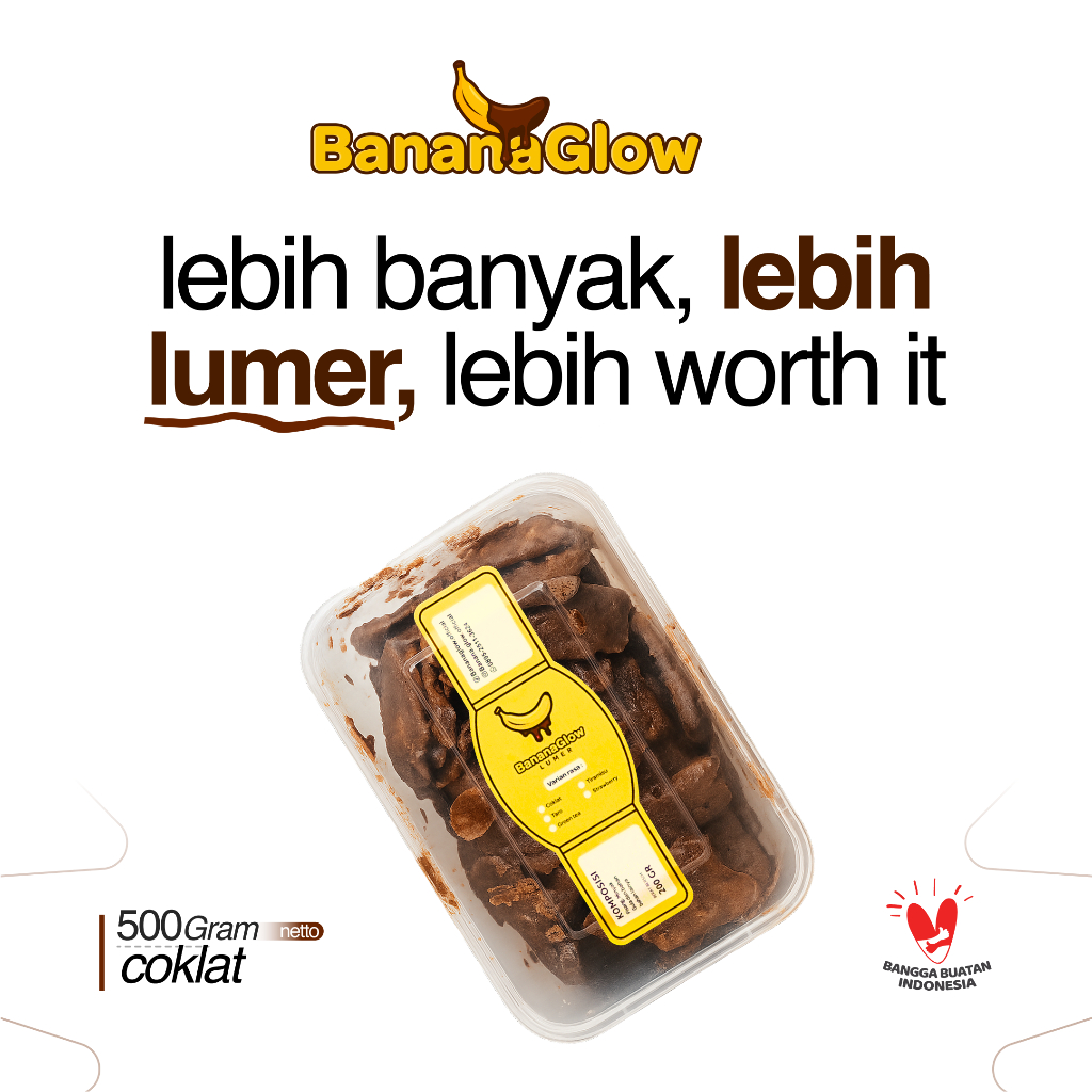 

BananaGlow - Keripik Pisang Coklat Lumer 500gr | Camilan Snack Pisang Coklat Lumer Renyah