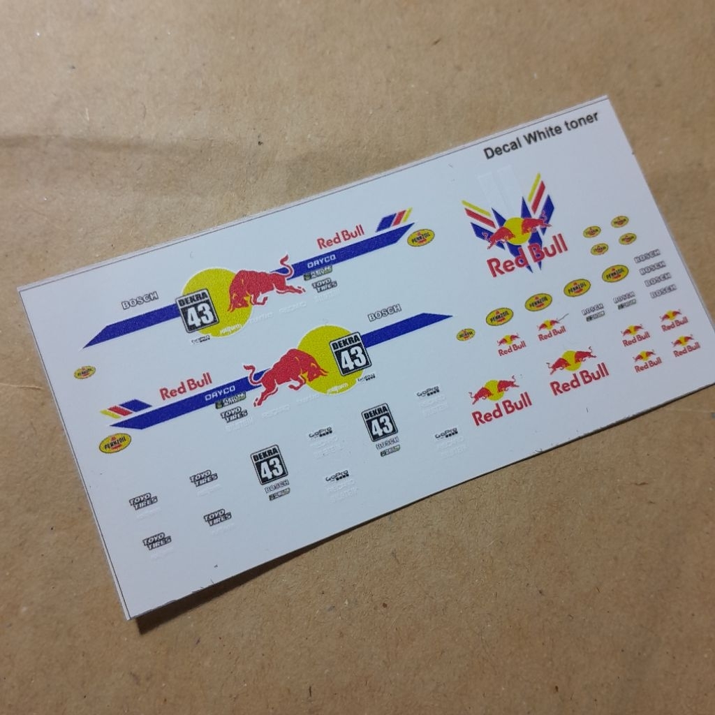 decal white toner hotwheels skala 1/64 redbull dekra