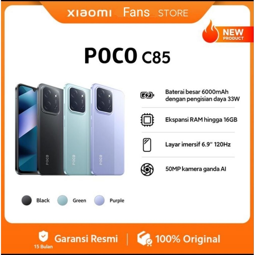 Poco C85 NFC Ram 8+8*/256 Gb dan Ram 6+6*/128 Gb Baterai 6000 mAh Garansi Resmi Xiaomi Indonesia 15b
