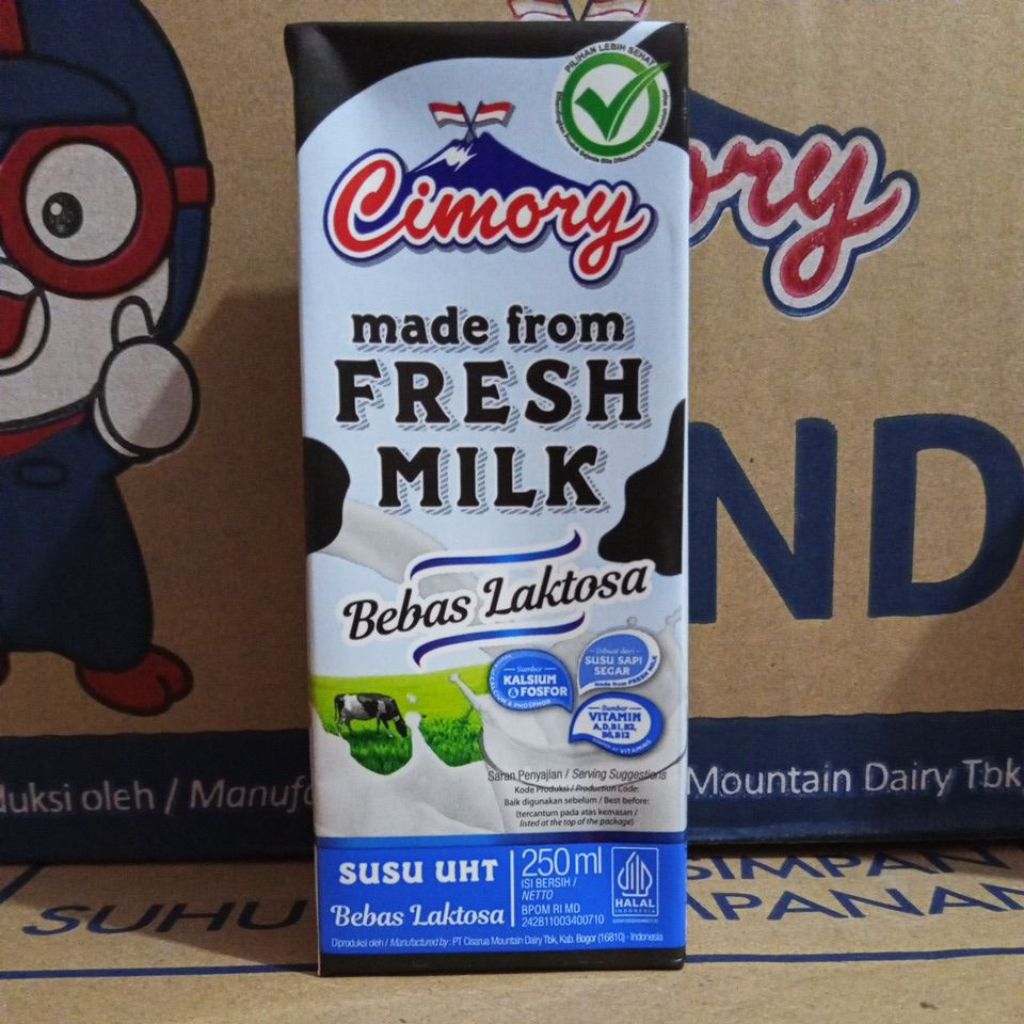 

Cimory Susu UHT 250ml Rasa Bebas Laktosa/Karton(isi : 24 kotak)
