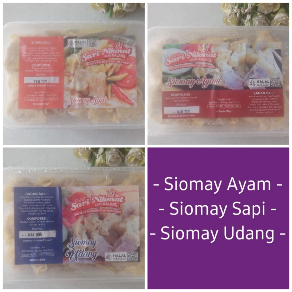 Siomay Ayam, Siomay Sapi, Siomay Udang Sari Nikmat 600 gr Frozen Beku