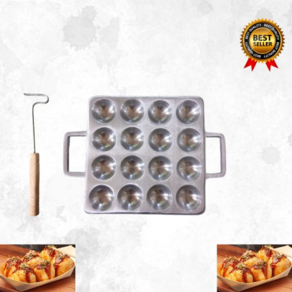 Cetakan Kue Takoyaki Sate Telor Pentol Goreng Isi 16 Lubang Anti Lengket