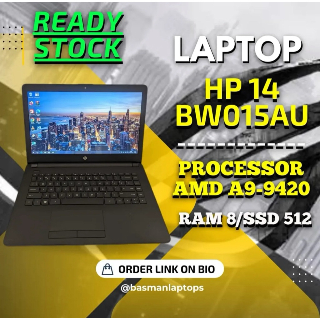 Laptop HP 14BW AMD A9 RAM 8 Normal Siap Pakai - Laptop Murah - Laptop Malang - Laptop Gaming - Berga