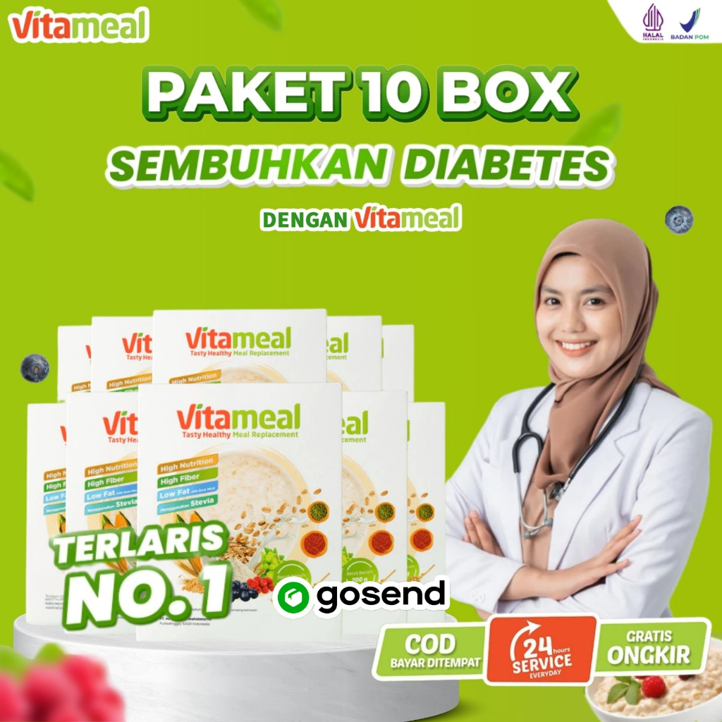 

[PAKET HEMAT 10 BOX] VITAMEAL SEREAL MULTIGRAIN PENURUN GULA DARAH & PENGGANTI NASI Granola Susu