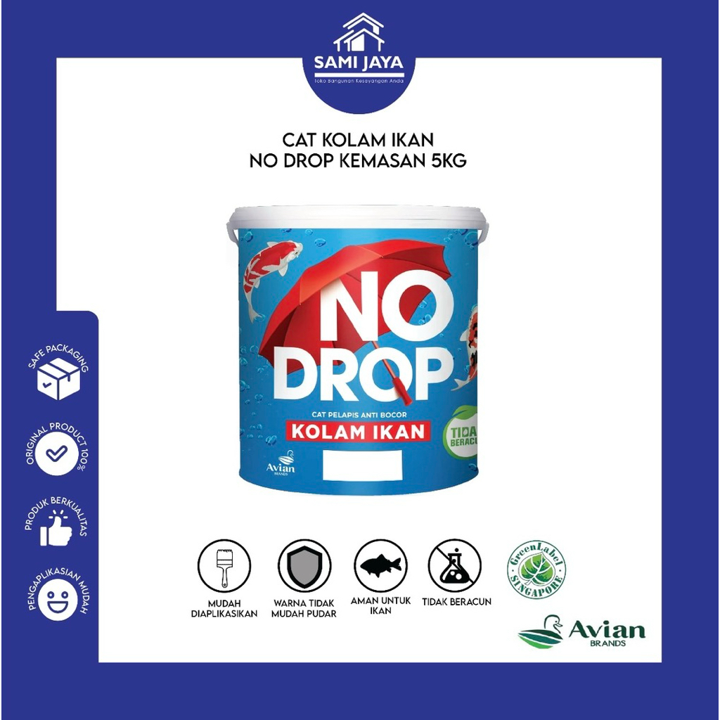 Cat No Drop Kolam Ikan Kemasan 5kg II CAT NO DROP II Cat Kolam II