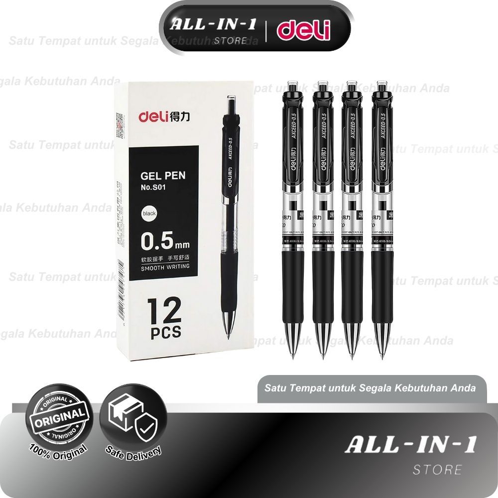 

Deli Gel Pen Pulpen Gel Retractable Warna Hitam 0.5 S01