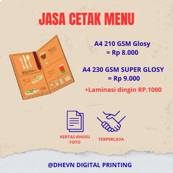 

JASA CETAK MENU KERTAS FOTO GLOSY