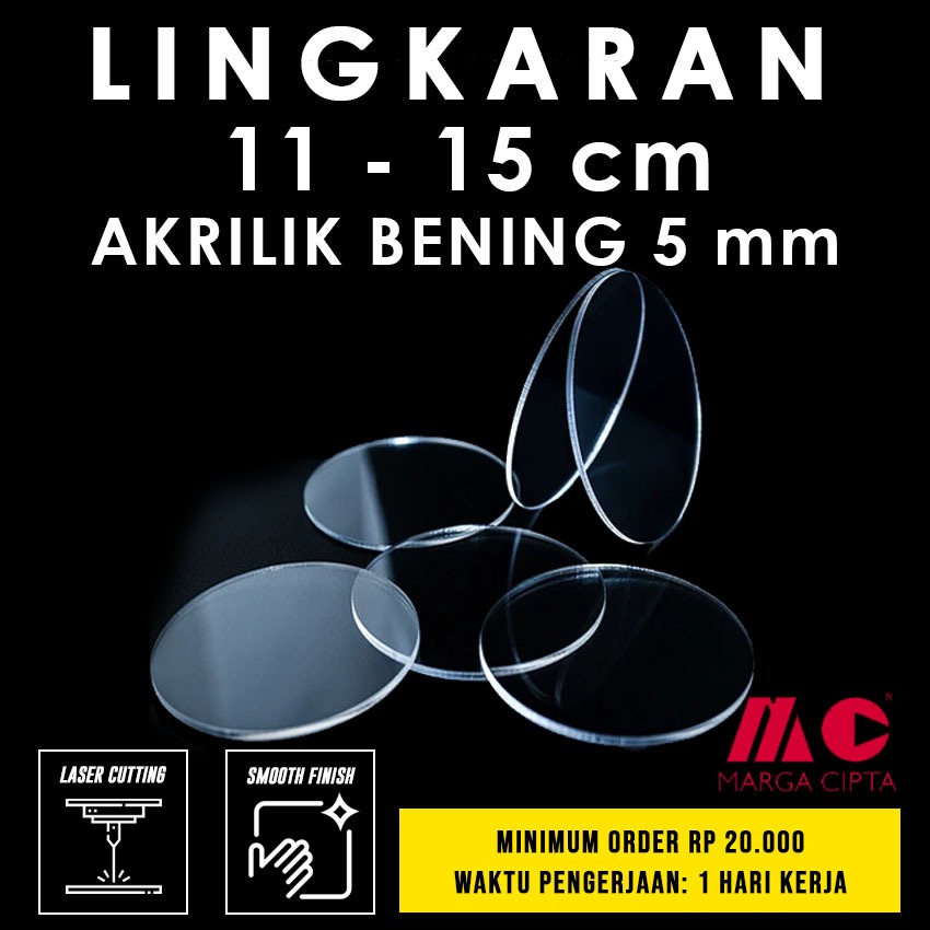 

[Tebal 5 mm] Lingkaran 11/ 12/ 13/ 14/ 15 cm - Akrilik Bening 5 mm Marga Cipta