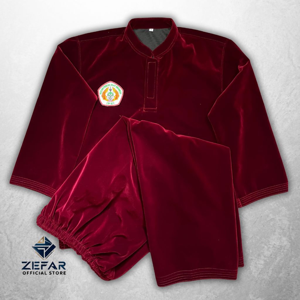 Seragam Bludru Seni Merah Maroon Zefar Silat