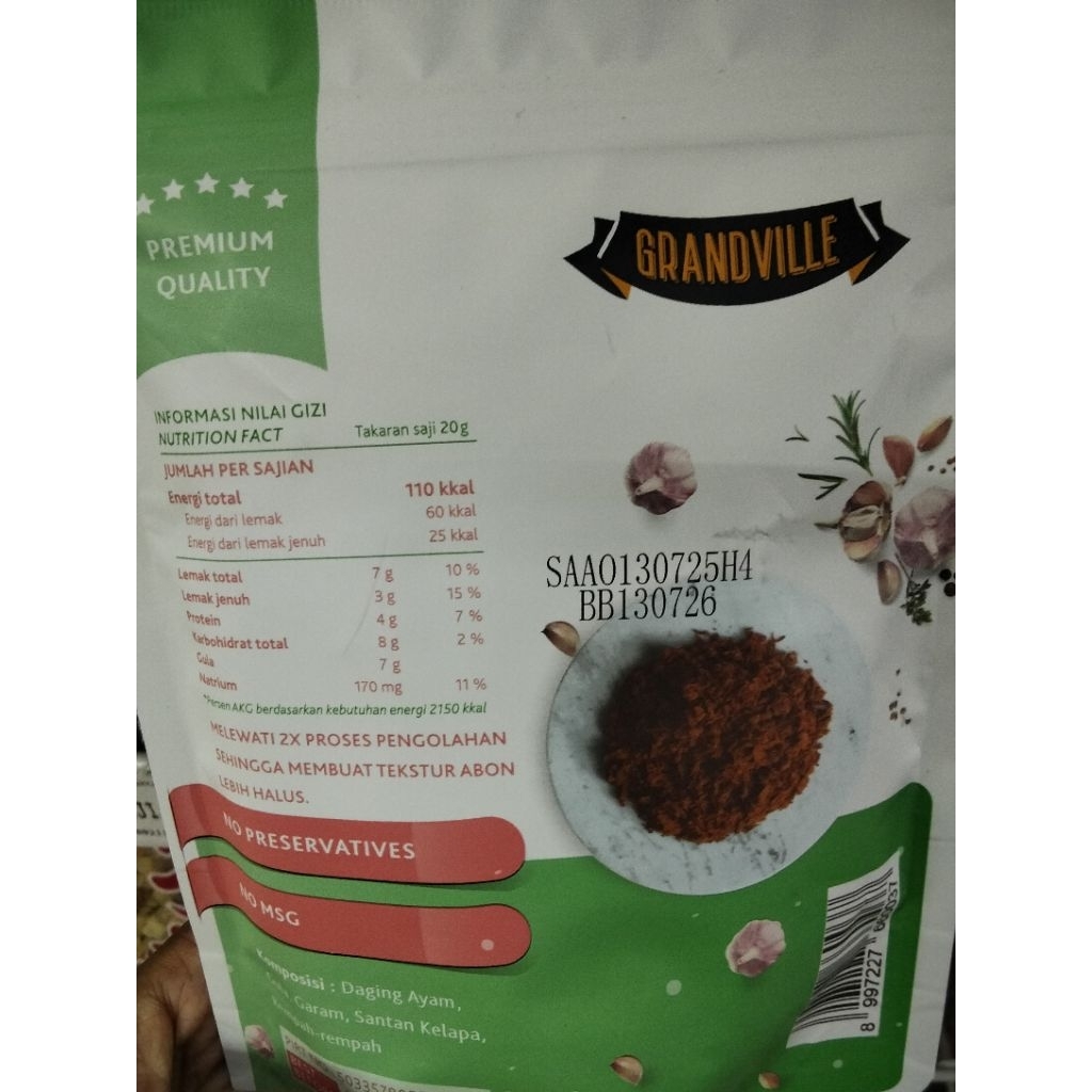 

Grandville Abon Ayam Original Crunchy Chicken Floss 100% Daging Pilihan Halal Food