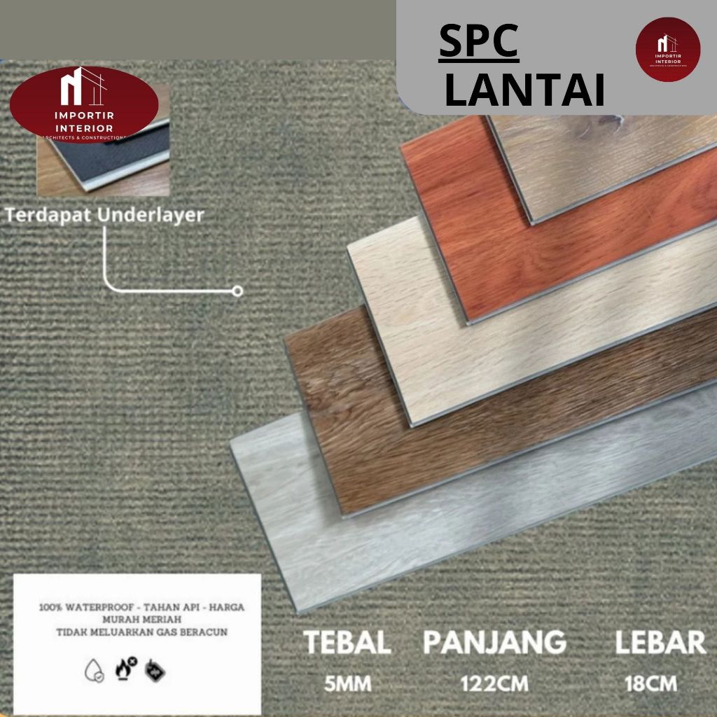 SPC LANTAI SPC TACO TEBAL 4MM+1MM Foam / LANTAI SPC TACO KLIK 4MM+1MM Foam HARGA MURAH / SPC TACO FL